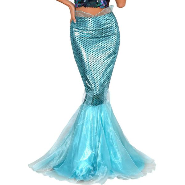 Maxi Gonna Da Sirena Da Donna 5XL - Costume Di Carnevale E Halloween - Gonna A Squame Di Pesce Da Sirena Glamour Per Cosplay E Divertimento In Festa-image