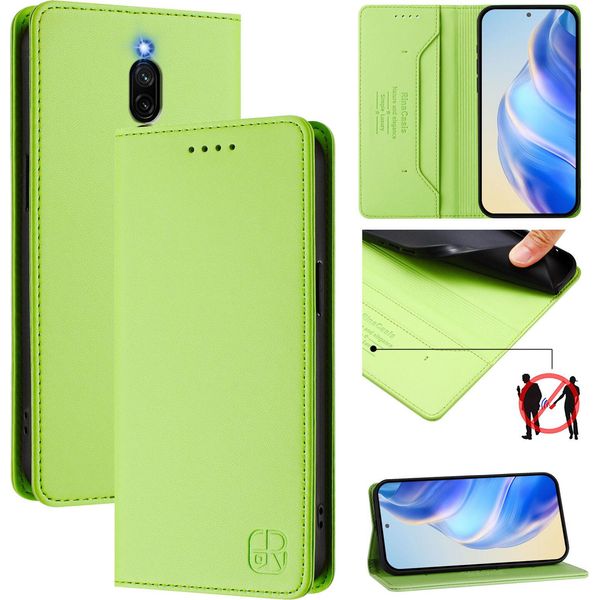 Custodia In Pelle Per Xiaomi Redmi 8/Redmi 8A, Flip Case Con Slot Per Carte, Portafoglio E Supporto Verde-image