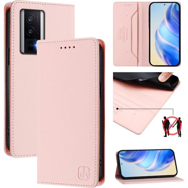 Custodia In Pelle Per Xiaomi Poco F5 Pro/Redmi K60/K60 Pro, Custodia Flip Con Slot Per Carte, Portafoglio E Supporto Rosa-image