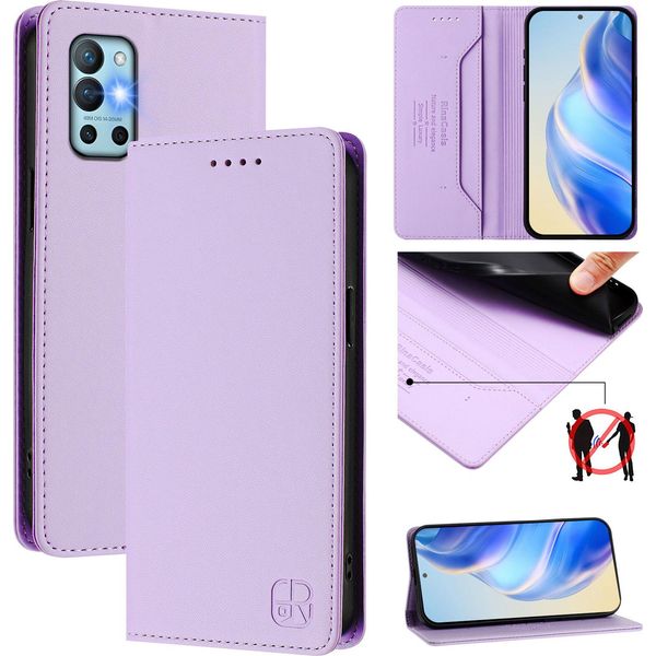 Custodia In Pelle Per Oneplus 9R/Oneplus 8T, Custodia Flip Con Slot Per Carte, Portafoglio E Supporto Viola-image