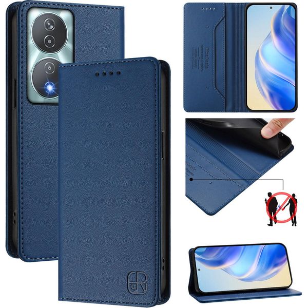 Custodia In Pelle Per Honor 90 Smart/Honor X7B/Honor X7B 5G, Custodia Flip Con Slot Per Carte, Portafoglio E Supporto Blu-image