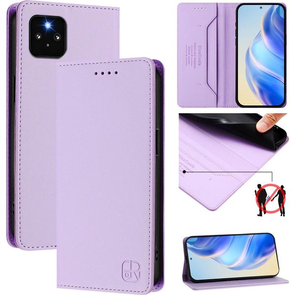 Custodia In Pelle Per Google Pixel 5, Flip Case Con Slot Per Carte, Portafoglio E Supporto Viola-image