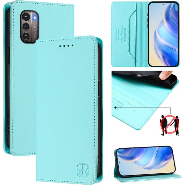 Custodia In Pelle Per Nokia G11 4G/Nokia G21 4G, Flip Case Con Slot Per Carte, Portafoglio E Supporto Turchese-image