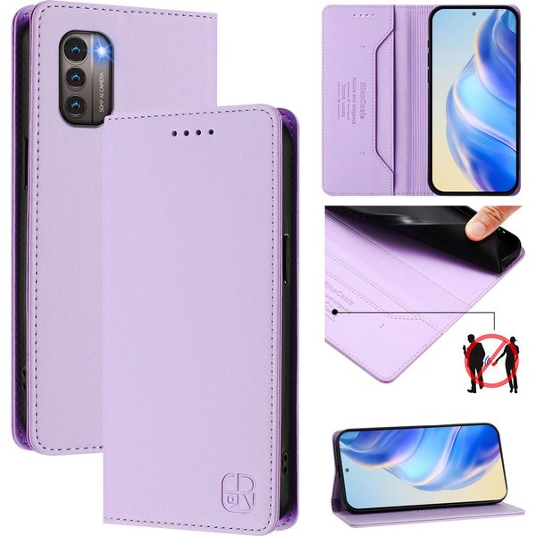 Custodia In Pelle Per Nokia G21/Nokia G11, Flip Case Con Slot Per Carte, Portafoglio E Supporto Viola-image