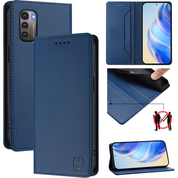 Custodia In Pelle Per Nokia G11 4G/Nokia G21 4G, Flip Case Con Slot Per Carte, Portafoglio E Supporto Blu-image
