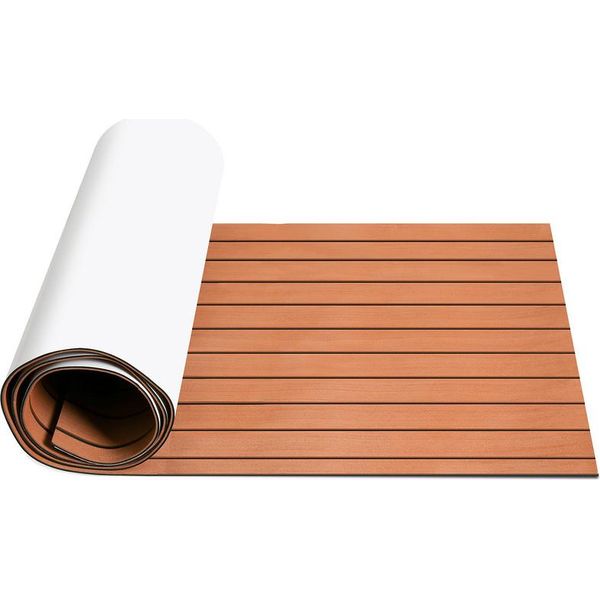Clanmacy Pavimentazione Tappetino Teak Decking Barca Marina Pavimentazione Eva Schiuma Antiscivolo, Per Barche Yacht Pavimentazione Marina, 1Pcs 240X90Cm Striscia (Brown)-image