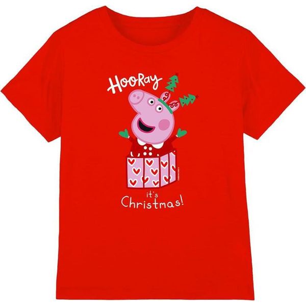 Peppa Pig - Maglietta Per Bambini - Design Natalizio TV5022 (152-158) (Rosso)-image