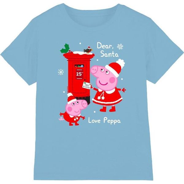 Peppa Pig - Maglietta "Lettera A Babbo Natale"" Per Bambini TV5028 (116) (Blu Cielo)"-image
