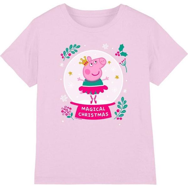 Peppa Pig - Maglietta "Magica"" Per Bambini - Design Natalizio TV5030 (128) (Rosa Chiaro)"-image
