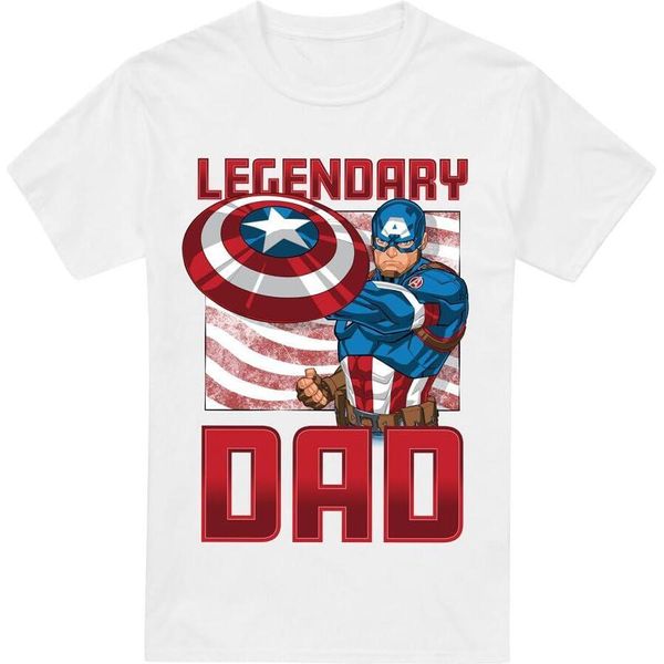 Captain America - Maglietta "Legendary Dad"" Da Uomo TV5047 (S) (Bianco)"-image
