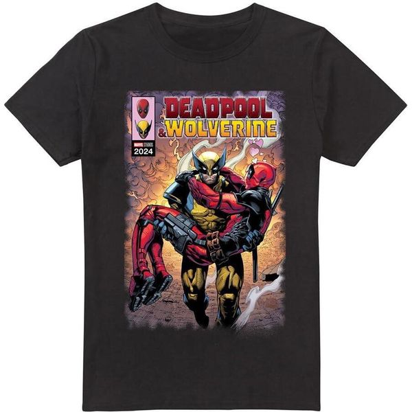 Deadpool E Wolverine - Maglietta "Wolverine Salva Deadpool"" Da Uomo TV5233 (5XL) (Nero)"-image