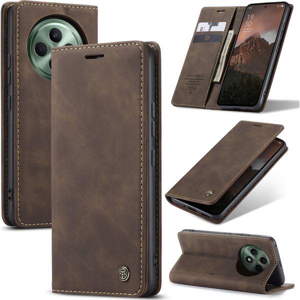 Custodia Per Oppo Reno12 F 4G/Reno12 F 5G, Retro Custodia In Finto Cuoio Con Funzione Stand Bronzo-image