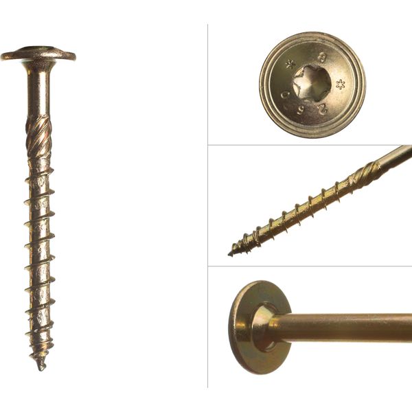 Viti A Testa Cilindrica Con Zincatura Gialla 6,0 X 70 Mm Torx - Confezione Da 100 Pezzi-image