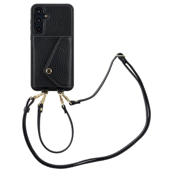 Samsung Galaxy A55 Sleeve - Pelle Finta - Custodia/Copertura Rigida Selencia Con Cinturino/Copertura Posteriore - Nero-image
