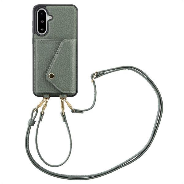Samsung Galaxy A36/Samsung Galaxy A56 Sleeve - Pelle Finta - Custodia Rigida Selencia/Sleeve Con Cinturino/Copertura Posteriore - Verde-image