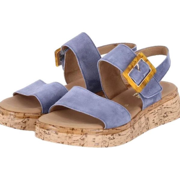 Gabor Comfort 62744-26 Sandalo Da Donna, Pelle, Heaven (Blu), Sandalo Con Zeppa - Sandalo Da Donna / Fionda, Blu, Pelle (Vacchetta)-image