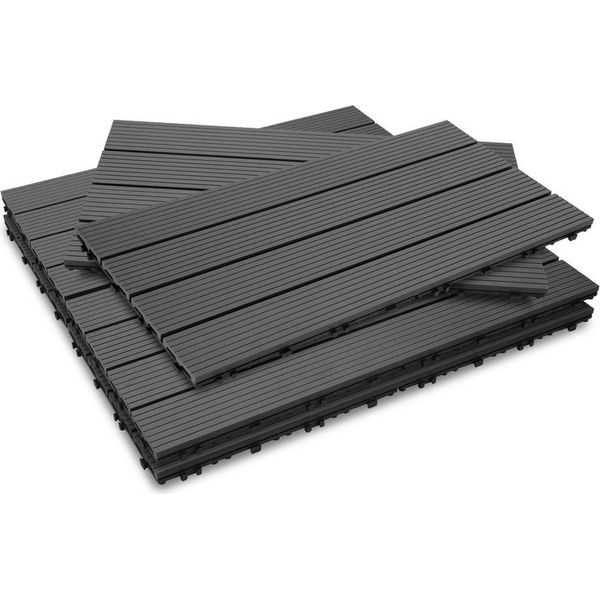 Aopunly Piastrelle Per Patio Balcone, Piastrelle Wpc Acqua Filtrabile Patio Giardino, Antracite 30X60Cm 30 Pezzi-image