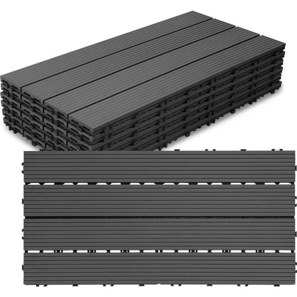 Aopunly Piastrelle Per Patio Balcone, Piastrelle Wpc Acqua Filtrabile Patio Giardino, Antracite 30X60Cm 18 Pezzi-image
