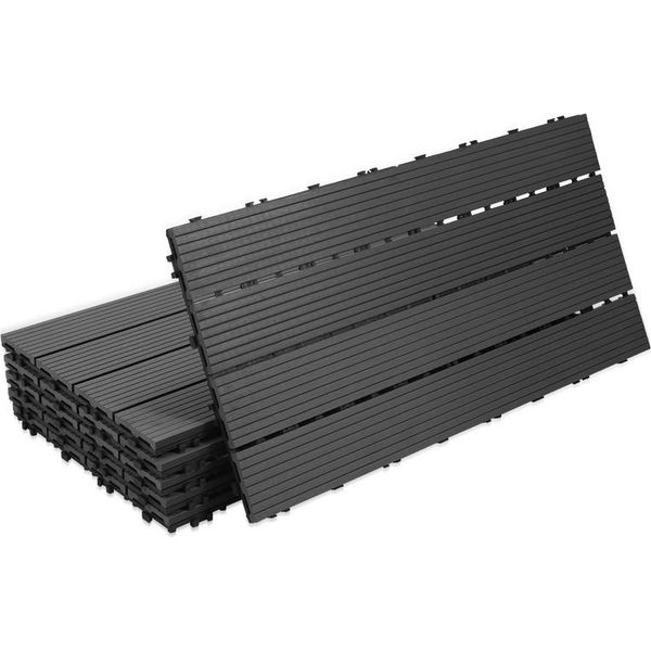 Jayseuw Piastrelle Per Patio Balcone, Piastrelle Wpc Acqua Filtrabile Patio Giardino, Antracite 30X60Cm 6 Pezzi-image