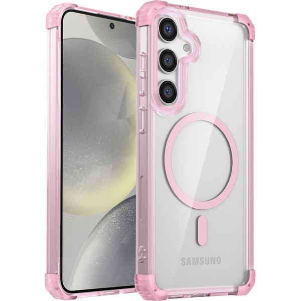 Custodia Magnetica Per Samsung Galaxy S25+ Compatibile Con Magsafe, Antiurto, Protezione Militare Trasparente Rosa-image
