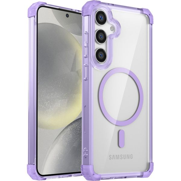 Custodia Magnetica Per Samsung Galaxy S25+ Compatibile Con Magsafe, Antiurto, Protezione Militare Trasparente Viola-image
