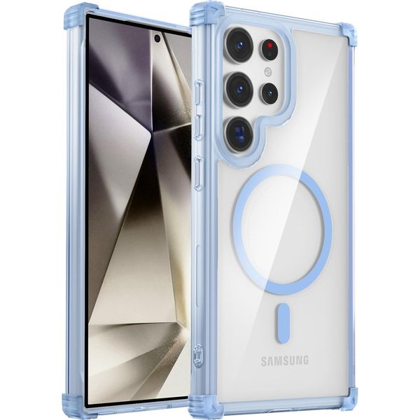 Custodia Magnetica Per Samsung Galaxy S25 Ultra Compatibile Con Magsafe, Antiurto, Protezione Militare Custodia Trasparente Blu-image