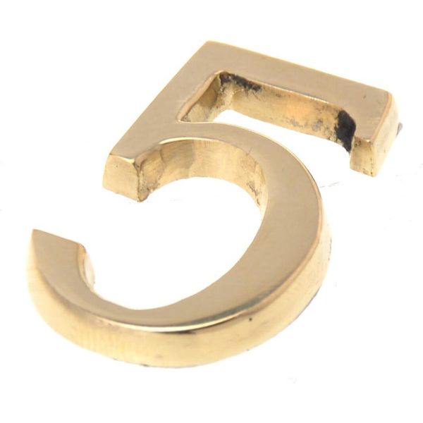 Numeri Autoadesivi Per Porte - Adesivi Numero Civico 0-9 - Numeri Indirizzo Casa - Indirizzo Casa - 5 Centimetri Colori Dorati (Cinque)-image