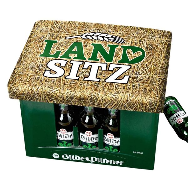 Gilde Sitzpolster, Rechteckig, "Landleben"", Schriftzug, Kunststoff, Naturfarben, Ve 6, L. 34 Cm, B. 44 Cm, H. 5 Cm"-image