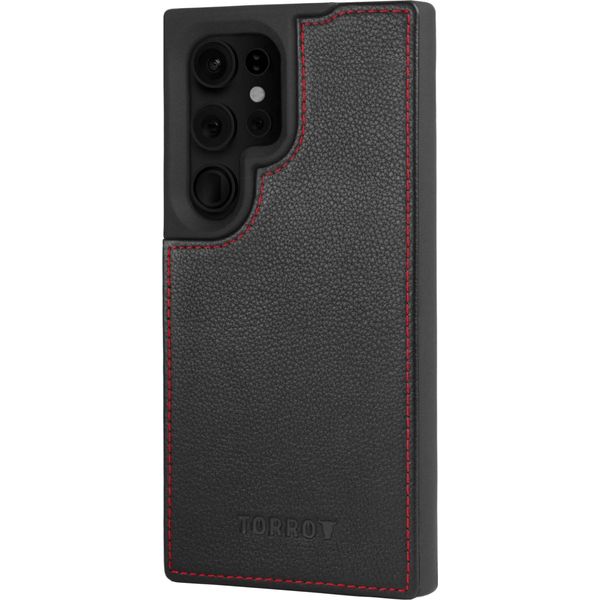 Torro Custodia Galaxy S24 Ultra Bumper In Pelle - Nero Con Dettagli Rossi-image