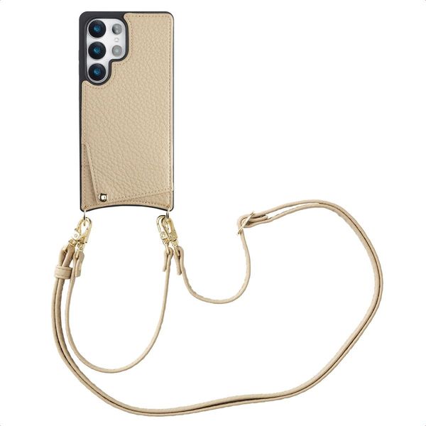 Samsung Galaxy S25 Ultra Sleeve - Pelle Finta - Custodia/Copertura Rigida Selencia Con Cinturino/Copertura Posteriore - Beige-image