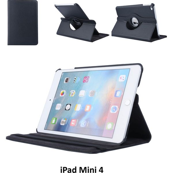 Custodia A Libro Per Tablet Apple Ipad Mini 4 Nero Ruotabile Per Ipad Mini 4 2 Posizioni Di Visualizzazione-image