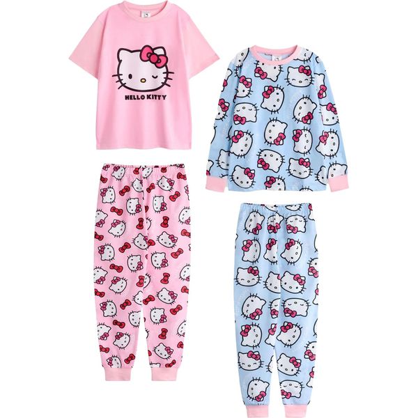 Hello Kitty - Pigiama Con Pantaloni Lunghi Per Bambina (Confezione Da 2) NS8600 (116) (Blu/Rosa)-image