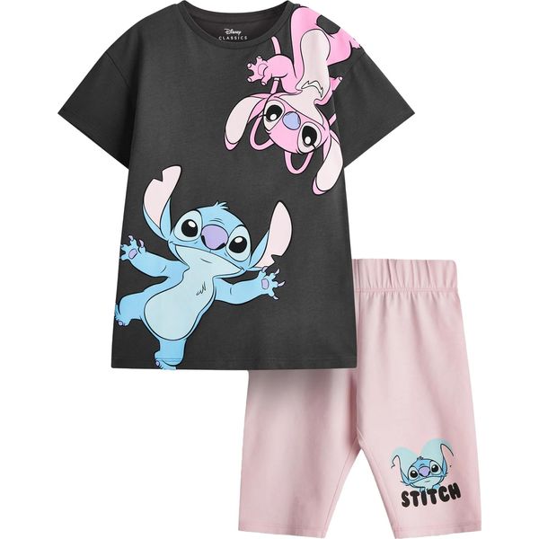 Lilo & Stitch - Maglietta E Pantaloncini Da Bambina NS8714 (146) (Grigio Scuro/Rosa)-image