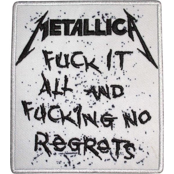 Metallica - Toppa Da Stirare "No Regrets"", Tessuto RO12909 (Taglia Unica) (Bianco/Nero)"-image