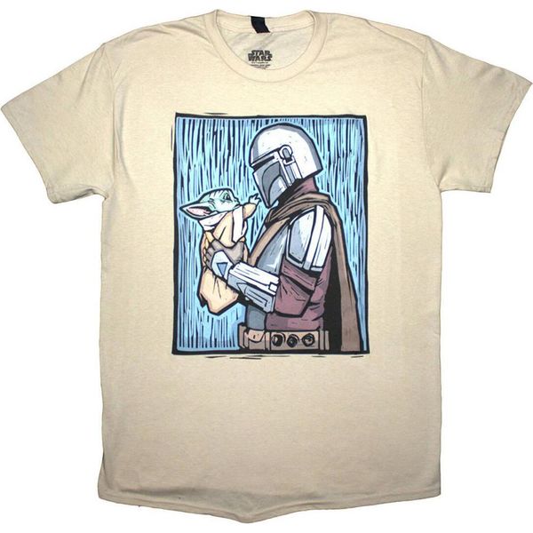 Star Wars - Maglietta "The Mandalorian Holding Grogu"" Per Uomo/Donna Unisex RO13039 (M) (Bianco)"-image