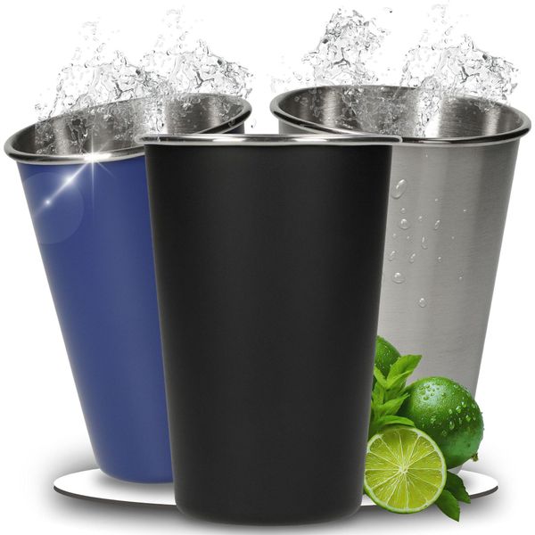 Tazza In Acciaio Inox Da 500 Ml "Metallo"" - Tazza In Materiale Riciclato Super Robusta E Durevole - Tazza Riutilizzabile Da Portare Con Sé, Ideale Per Il Campeggio, Le Escursioni, Le Feste E Molto Altro Ancora"-image