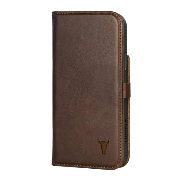 Custodia In Pelle Torro Per Iphone 12 Mini (Con Funzione Stand) - Marrone Scuro-image