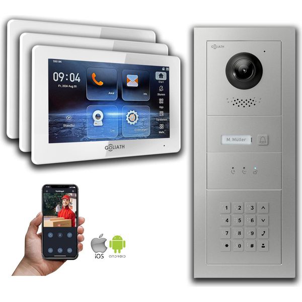 Videocitofono Ip Goliath Con Telecamera Display Codice Numerico Da 7 Pollici Argento : 7 Pollici In Bianco : Scatola Da Incasso : 3 Monitor Numero: 3 Monitor Colore: 7 Pollici In Bianco Montaggio: Scatola Da Incasso-image