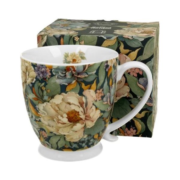 Duo Flowers Royal Tazza 510 Ml Con Piede Peony Blue (Peonia), Porcellana New Bone China-image
