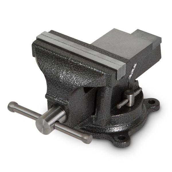 Morsa In Ghisa Eberth Con Incudine, Larghezza Ganasce 125 Mm, Altezza Totale 130 Mm, Ruotabile A 360°, Piastra Ø 110 Mm, Larghezza Massima Di Serraggio 87 Mm-image