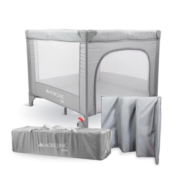 Box E Lettino Mobiclinic Pieghevole Portatile Con Ruote E Freni Sleepland Grigio-image
