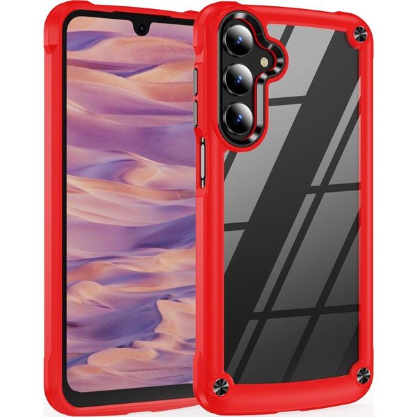 Custodia Per Samsung Galaxy A16 5G/4G, Paraurti Ibrido In Pc Tpu Trasparente E Custodia Antiurto Rosso-image