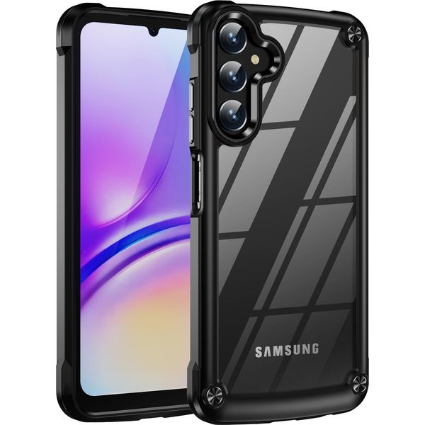 Custodia Per Samsung Galaxy A05S, Paraurti Ibrido In Pc Tpu Trasparente E Custodia Antiurto Nera-image
