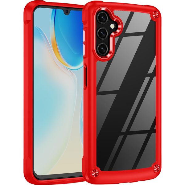 Custodia Per Samsung Galaxy A14 5G/4G, Paraurti Ibrido In Pc Tpu Trasparente E Custodia Antiurto Rosso-image
