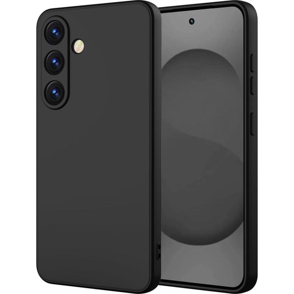 Custodia Per Samsung Galaxy S25+ Morbido Silicone Liquido, Custodia In Gomma Antiurto Nera-image