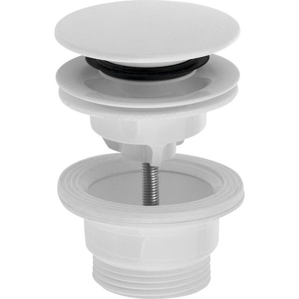Set Di Scarico Per Lavabi 5/4", Click-Clack, Tappo Grande, 4-45 Mm, Abs/Bianco"-image