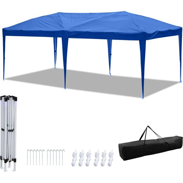Clanmacy Gazebo Pieghevole 3 X 6 M Gazebo Pop Up Tenda Da Giardino Pieghevole, Protezione Uv 50+ Gazebo E Tende Per Feste Senza Lati Blu-image
