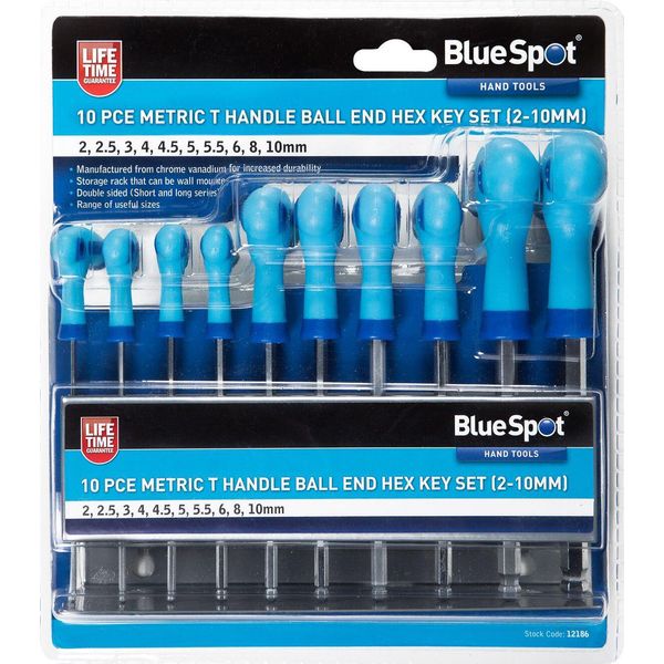 Blue Spot Set Di 10 Chiavi Esagonali Con Impugnatura Metrica A T (2-10 Mm)-image