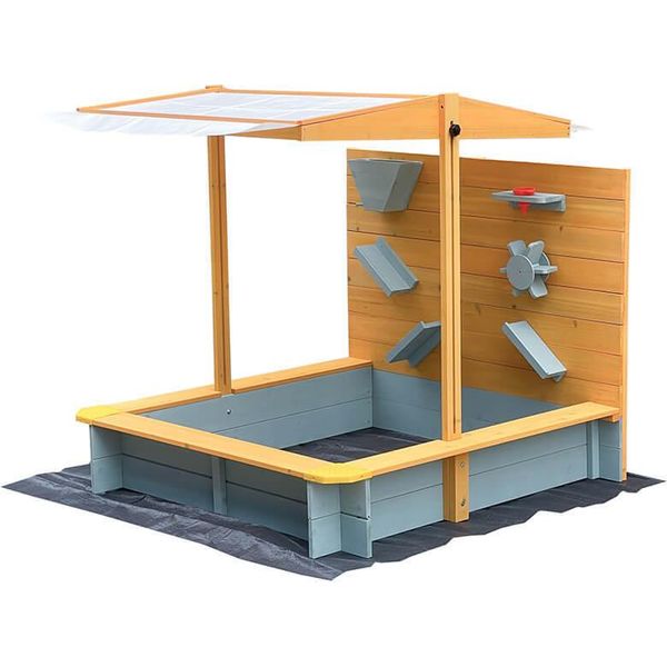 Home Deluxe Sabbiera Con Tetto Sandy - Legno/Grigio I Sabbiera Con Tetto, Sabbiera In Legno Coperta, Sabbiera Per Bambini Con Tetto, Sabbiera Resistente Alle Intemperie, Sabbiera Con Protezione Solare, Sabbiera Protetta Dai Raggi Uv, Parco Giochi Coperto, Sabbiera In Legno, Sabbiera Robusta, Tetto Regolabile In Altezza, Gioco Da Esterno, Parco Giochi Da Giardino, Sabbiera Con Panchina, Sabbiera Gr-image