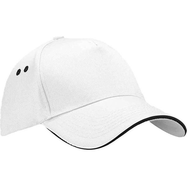 Beechfield - Cappello Da Baseball Con Visiera A Sandwich PC7033 (Taglia Unica) (Bianco/Nero)-image
